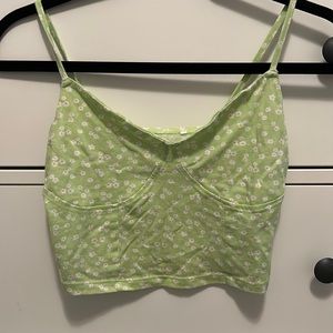 Light green floral crop top tank top from pacsun